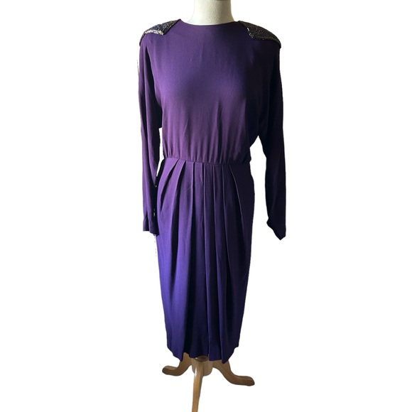 Vintage Morton Miles for the Warrens Purple Midi Backless Sheath Dress - M/L - Picture 6 of 10